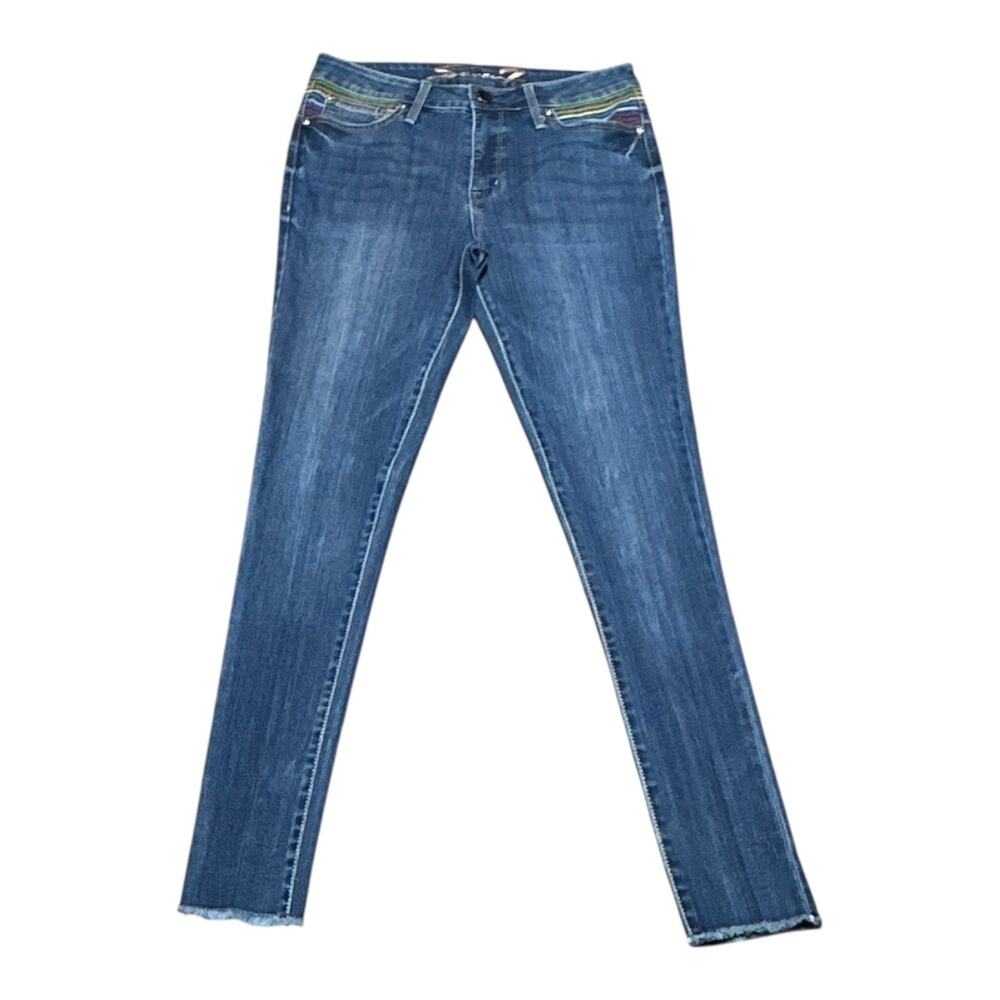 Seven7 High Rise Hollywood Skinny Jeans Multicolor Stitch 4